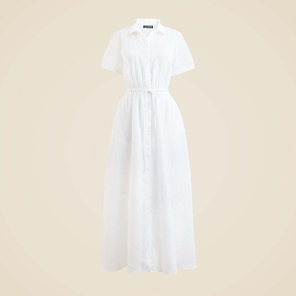 J.Crew Cerise Midi shirt-dress in ramie White Size 10 NWT Old Money Quiet Luxury - Picture 3 of 7
